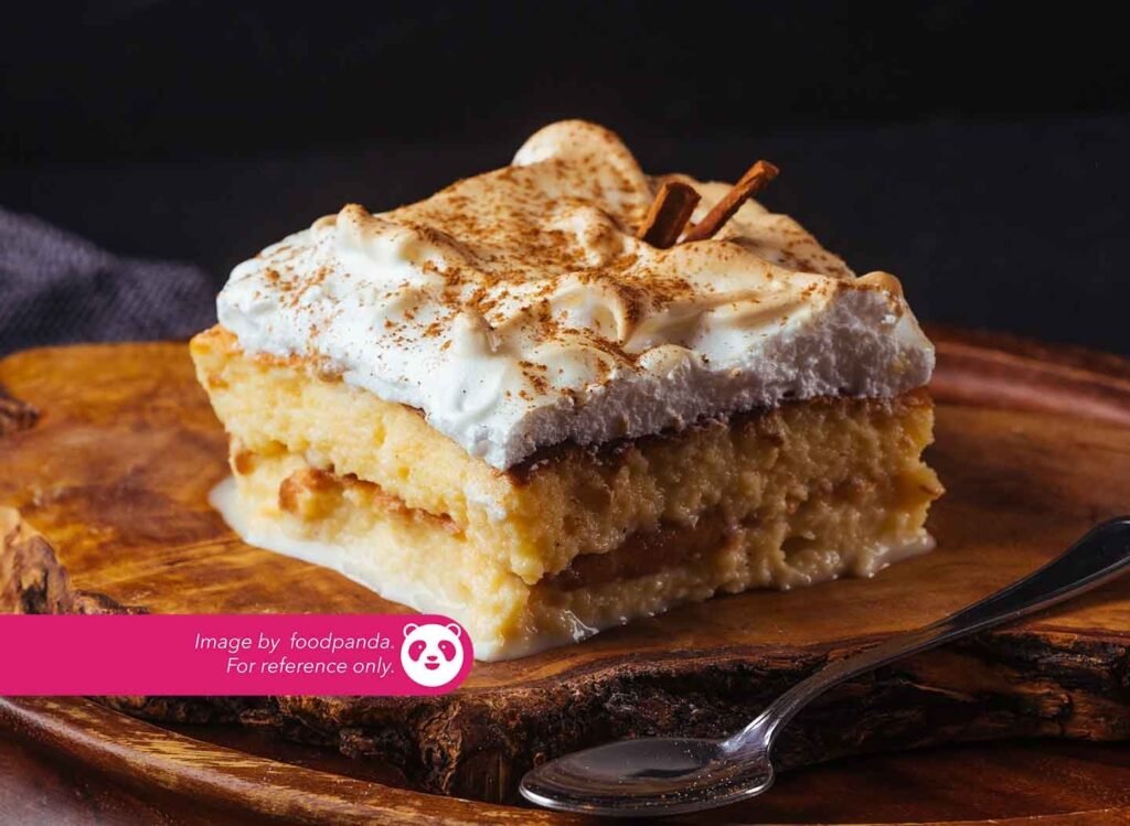 Casa Blanca ₱ 225 Oon version of tres' leches with layers of caramel ganache custard mousse & vanilla sponge