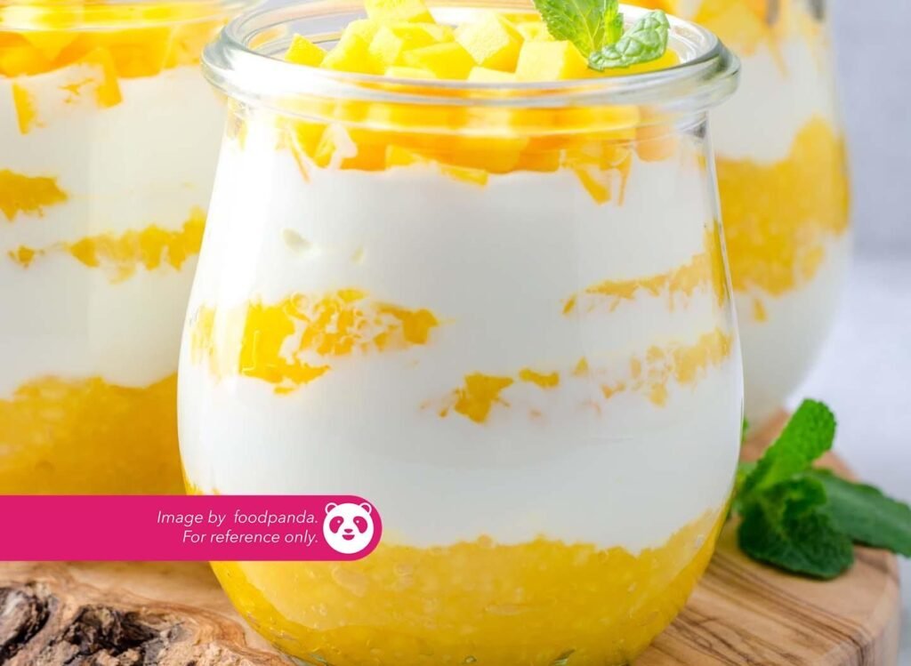 Mango Yogurt ₱ 245 For reference only: Creamy and tangy yogurt infused with the tropical sweetness of ripe mangoes.