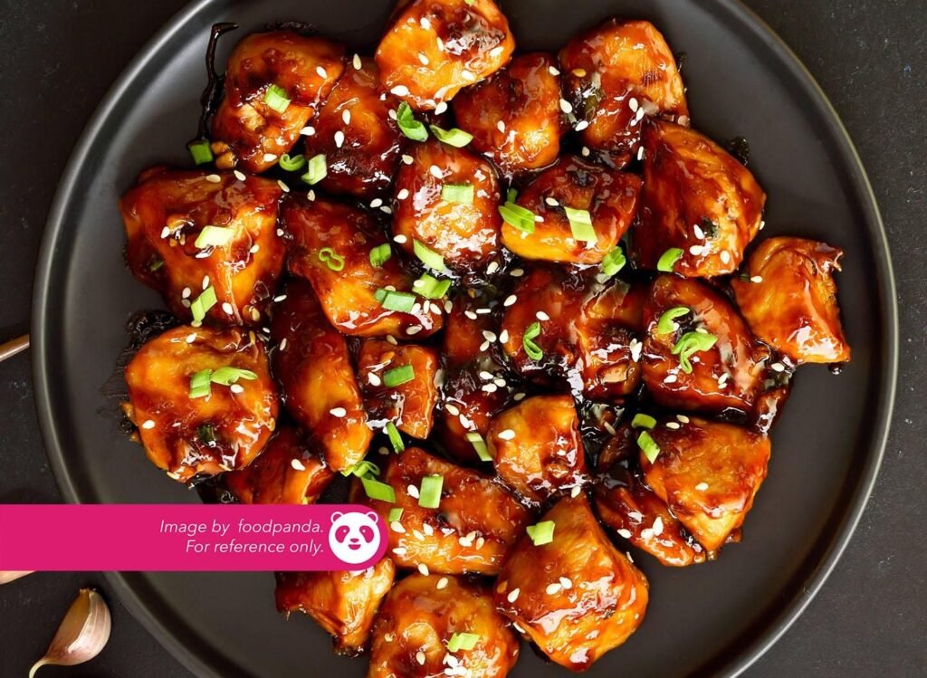 Teriyaki Chicken ₱ 240 Boneless grilled chicken thigh with special soy sauce & sesame infused oil. Served with rice & garlic corn